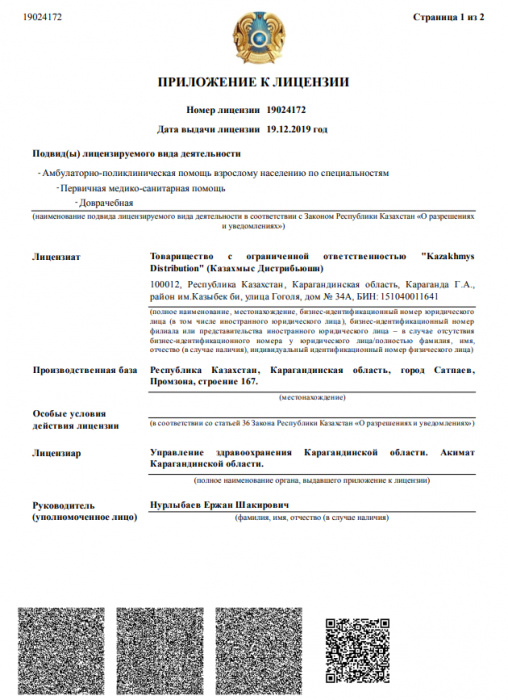Лицензия на медицинскую деятельность (лист 4)
