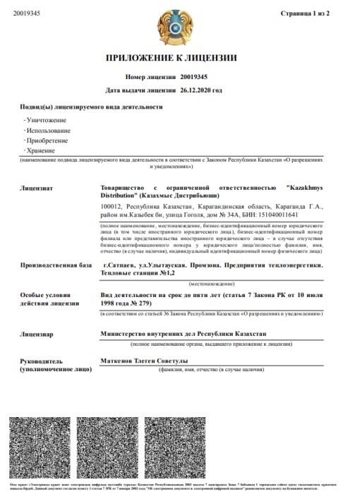Лицензия на деятельность, связанную с оборотом прекурсоров (лист 2)